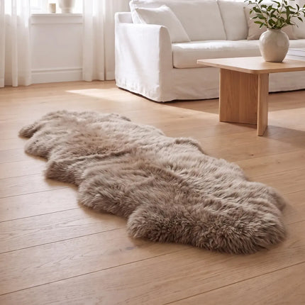 Fårskinnsfäll | Dubbel | Lång lugg | 170x60 cm Ljusbrun