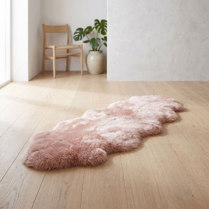 Fårskinnsfäll | Dubbel | Lång lugg | 170x60 cm Rosa