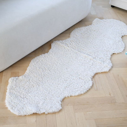  Dubbel fårskinnsmatta | Nya Zeeland | Kort ull | Lockig | 170x60 cm Beige