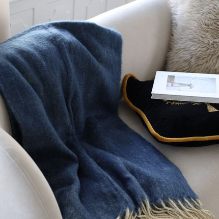 Ullpläd | Mohair mix | 130x170 cm Blågrå