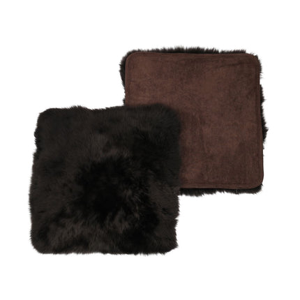 Stolsdyna | Långhårig | Nya Zeeland | Tygbaksida | 40x40 cm Choklad