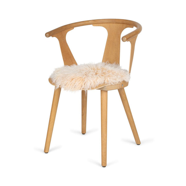 Stolsdyna rund | Fårskinn | Lång lockig lugg | D34 cm