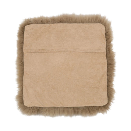 Fårskinnskudde | Lång ull | Utan fyllning | 50x50 cm Ljusbrun