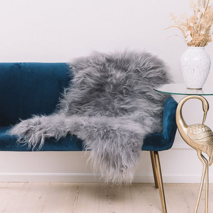 Fårskinn Premium | Lång lugg | 90x60 cm Grå Brisa