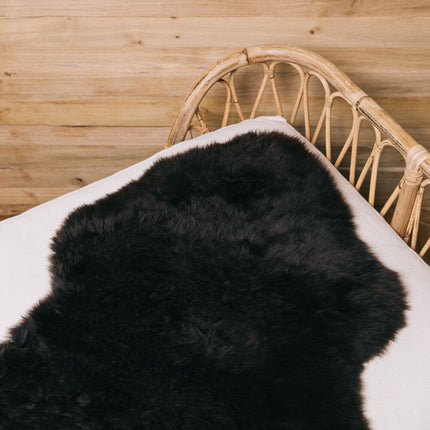 Fårskinn [populär] | Till stol | Lång lugg | 90x60 cm Svart