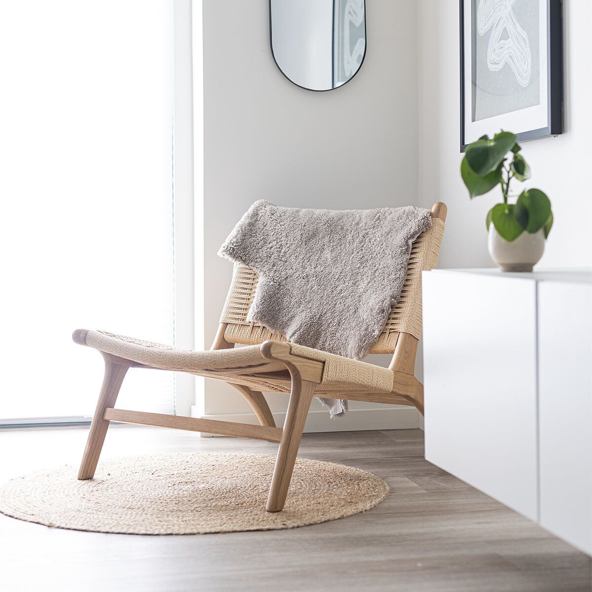 Fårskinn | Korthårigt | 90x55 cm Vit