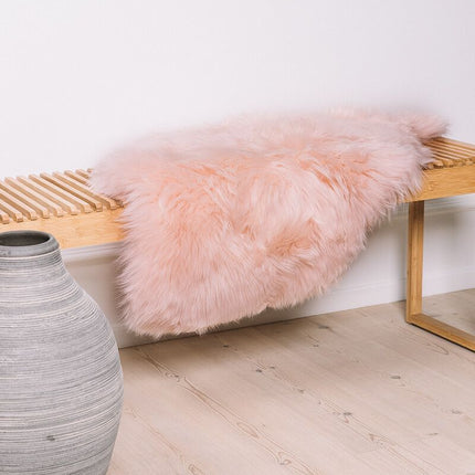 Fårskinn [populär] | Till stol | Lång lugg | 90x60 cm Mörk Rosa