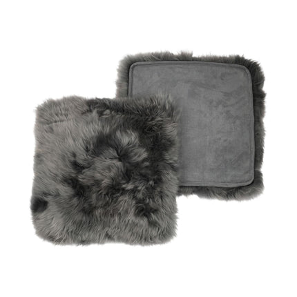 Stolsdyna | Långhårig | Nya Zeeland | Tygbaksida | 40x40 cm Mörkgrå