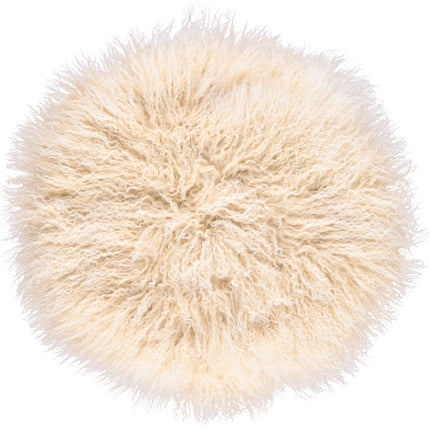 Tibetanskt Fårskinn | Cake Collection | Fårskinnskudde | Lång lugg | D38 cm | D45 cm | D62 cm Gyllene Vit