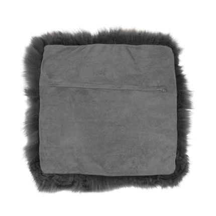 Fårskinnskudde | Lång ull | Utan fyllning | 50x50 cm Mörkgrå