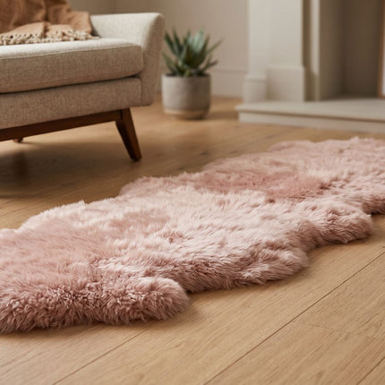 Fårskinnsfäll | Dubbel | Lång lugg | 170x60 cm Rosa