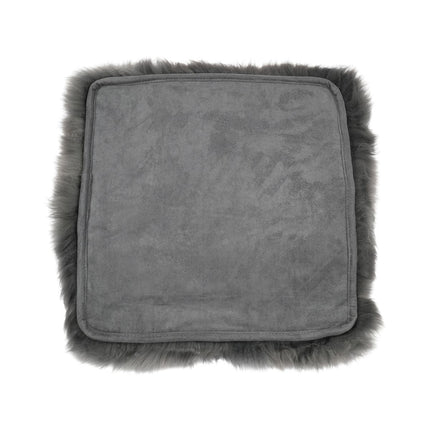 Stolsdyna | Långhårig | Nya Zeeland | Tygbaksida | 40x40 cm Mörkgrå
