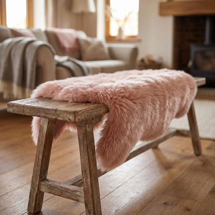 Fårskinnsfäll | Dubbel | Lång lugg | 170x60 cm Rosa