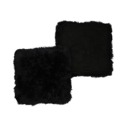 Stolsdyna | Långhårig | Nya Zeeland | Tygbaksida | 40x40 cm Svart