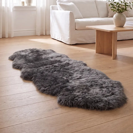 Fårskinnsfäll | Dubbel | Lång lugg | 170x60 cm Mörkgrå