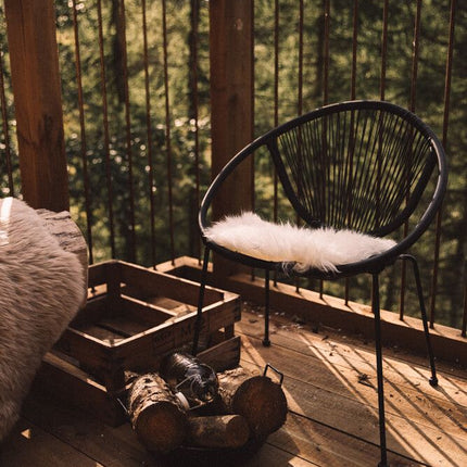 Stolsdyna | Rund | Fårskinn | D34 cm Vit