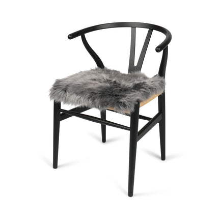 Stolsdyna | Långhårig | Nya Zeeland | Tygbaksida | 40x40 cm Mörkgrå