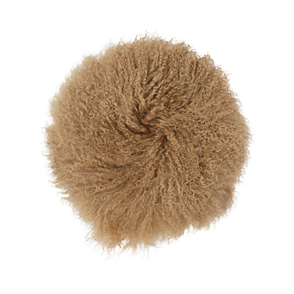 Stolsdyna rund | Fårskinn | Lång lockig lugg | D34 cm Sand 