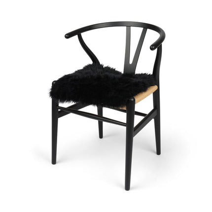 Stolsdyna | Långhårig | Nya Zeeland | Tygbaksida | 40x40 cm Svart